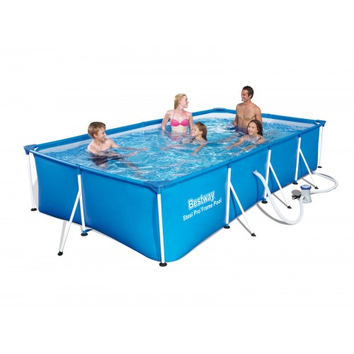 Piscina Bestway cadru metalic dreptunghiulara, pompa si cartus filtrant, 400 x 211 x81cm Piscina Bestway cadru metalic dreptunghiulara, pompa si cartus filtrant, 400 x 211 x81cm